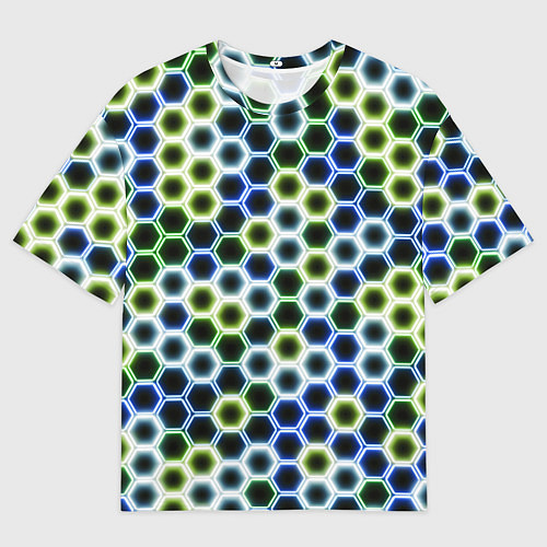 Мужская футболка оверсайз Светящиеся соты / 3D-принт – фото 1