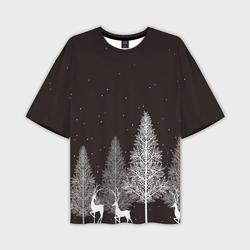 Мужская футболка оверсайз Олени в лесу / 3D-принт – фото 1