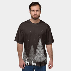 Футболка оверсайз мужская Олени в лесу, цвет: 3D-принт — фото 2