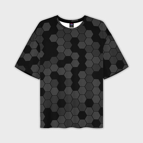 Мужская футболка оверсайз Камуфляж гексагон черный / 3D-принт – фото 1