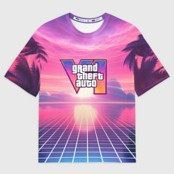 Футболка оверсайз мужская GTA 6 Vaporwave, цвет: 3D-принт