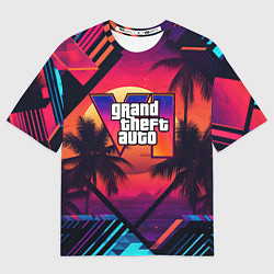Футболка оверсайз мужская GTA 6 аbstract logo, цвет: 3D-принт