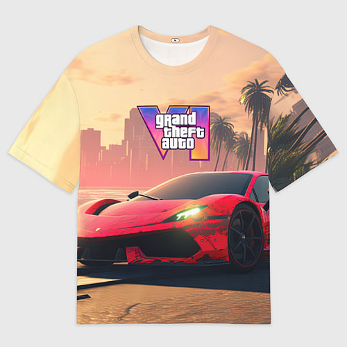 Мужская футболка оверсайз GTA 6 спортивное авто / 3D-принт – фото 1