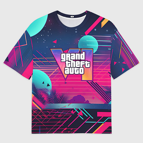 Мужская футболка оверсайз GTA 6 логотип и абстракция / 3D-принт – фото 1