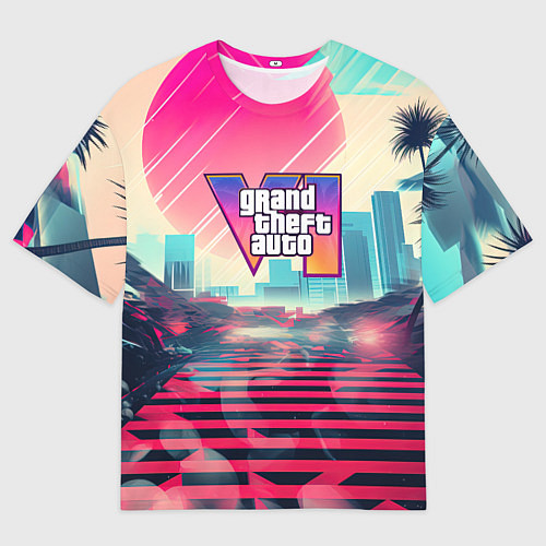 Мужская футболка оверсайз GTA 6 retro abstract / 3D-принт – фото 1