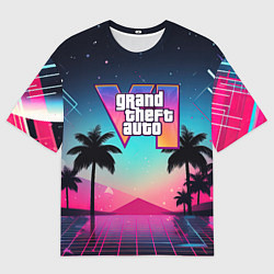 Мужская футболка оверсайз GTA 6 summer abstract