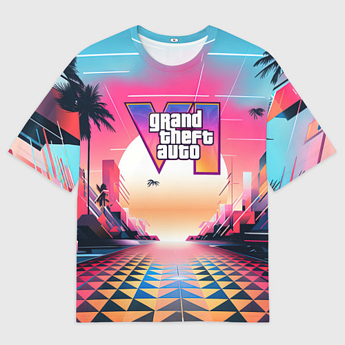 Мужская футболка оверсайз GTA 6 retro abstract logo / 3D-принт – фото 1