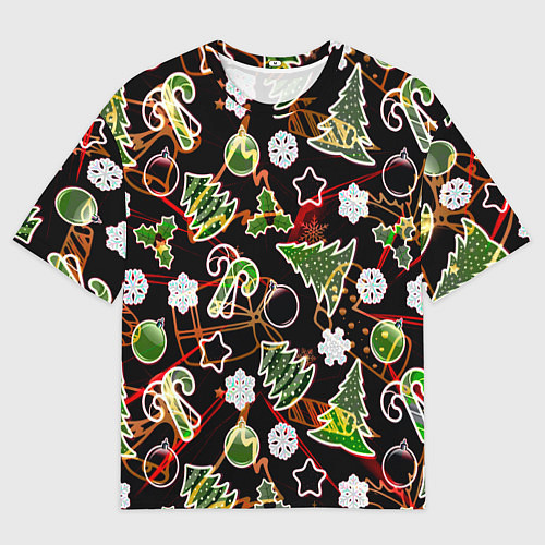 Мужская футболка оверсайз Ёлочные игрушки и ёлки / 3D-принт – фото 1