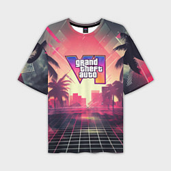 Мужская футболка оверсайз GTA 6 retro abstract logo