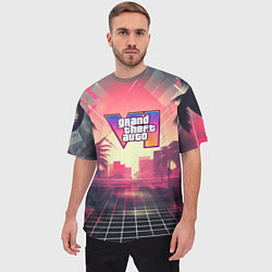 Футболка оверсайз мужская GTA 6 retro abstract logo, цвет: 3D-принт — фото 2