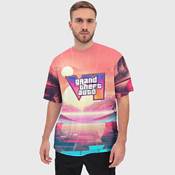 Футболка оверсайз мужская GTA 6 retro abstract, цвет: 3D-принт — фото 2