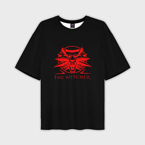 Мужская футболка оверсайз Ведьмак красное лого / 3D-принт – фото 1