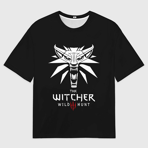 Мужская футболка оверсайз The Witcher белое лого гейм / 3D-принт – фото 1