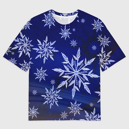 Мужская футболка оверсайз Зима и снежинки / 3D-принт – фото 1