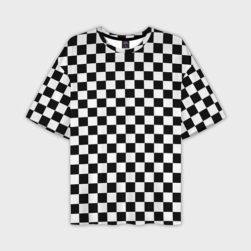 Мужская футболка оверсайз Шахматное поле чёрно-белый / 3D-принт – фото 1