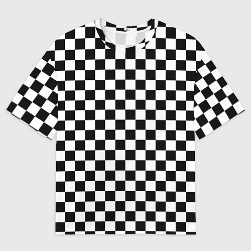 Мужская футболка оверсайз Шахматное поле чёрно-белый / 3D-принт – фото 1
