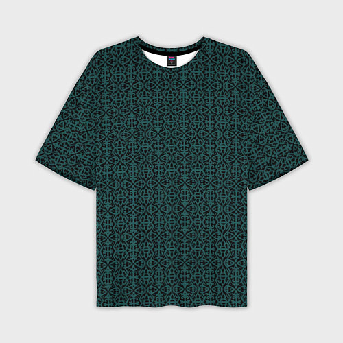 Мужская футболка оверсайз Ажурный тёмно-зелёный / 3D-принт – фото 1