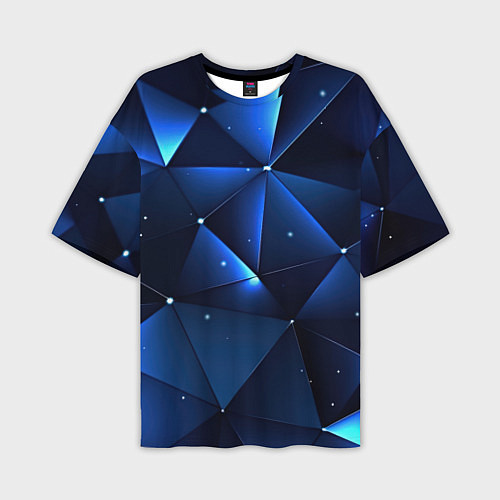 Мужская футболка оверсайз Синяя геометрическая абстракция / 3D-принт – фото 1