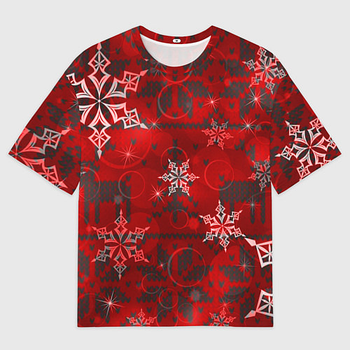 Мужская футболка оверсайз Рождественские узоры снежинки / 3D-принт – фото 1