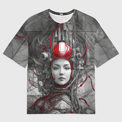 Футболка оверсайз мужская Кибернетическая девушка-робот, цвет: 3D-принт
