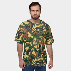 Футболка оверсайз мужская Коты и кошки - камуфляж, цвет: 3D-принт — фото 2