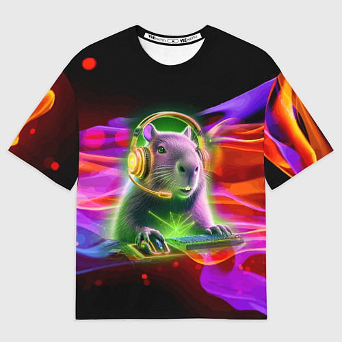 Мужская футболка оверсайз Capybara is an avid gamer / 3D-принт – фото 1