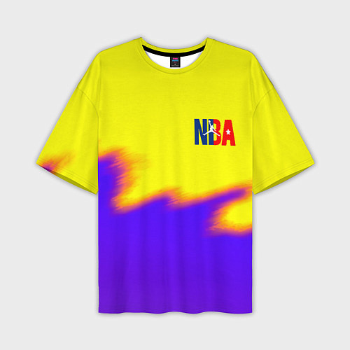 Мужская футболка оверсайз НБА баскетбол краски неоновые желтые / 3D-принт – фото 1