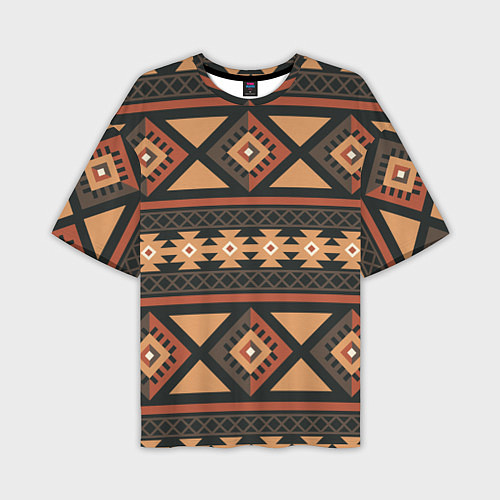 Мужская футболка оверсайз Этническая геометрия с ромбами - паттерн / 3D-принт – фото 1