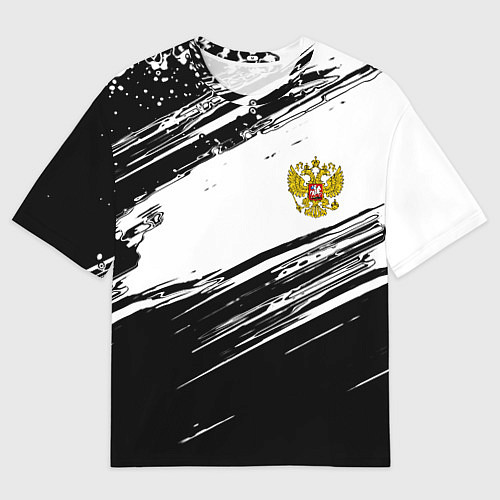 Мужская футболка оверсайз Герб РФ спортивные краски / 3D-принт – фото 1