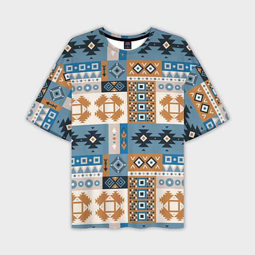 Мужская футболка оверсайз Этнический мозаичный геометрический паттерн / 3D-принт – фото 1