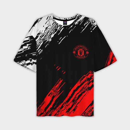 Мужская футболка оверсайз ФК Манчестер Юнайтед спортивные краски / 3D-принт – фото 1