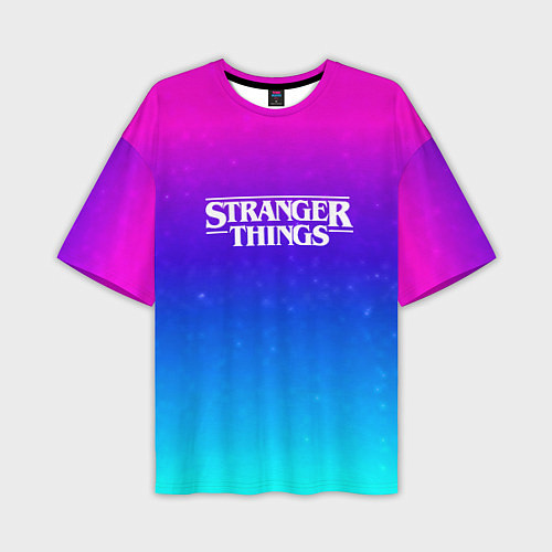 Мужская футболка оверсайз Stranger Things gradient colors / 3D-принт – фото 1