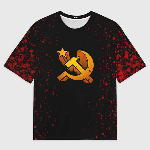 Мужская футболка оверсайз Серп и молот СССР краски / 3D-принт – фото 1