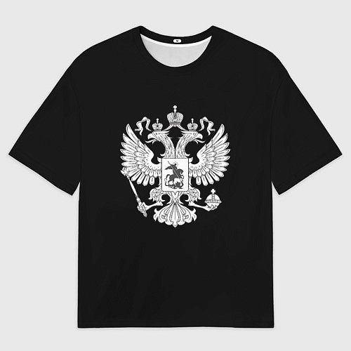Мужская футболка оверсайз Герб РФ серый патриотический / 3D-принт – фото 1