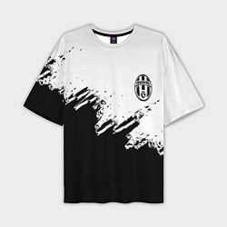 Футболка оверсайз мужская Juventus black sport texture, цвет: 3D-принт