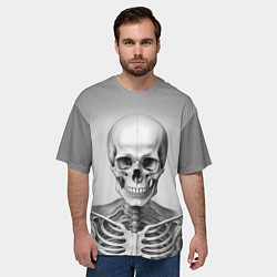Футболка оверсайз мужская Скелет черно белый, цвет: 3D-принт — фото 2
