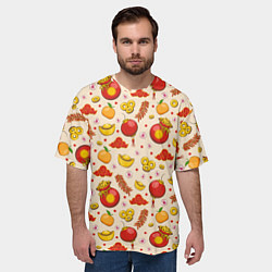 Футболка оверсайз мужская Символы богатства в паттерне, цвет: 3D-принт — фото 2