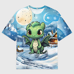 Футболка оверсайз мужская Зеленый символ года 2024, цвет: 3D-принт