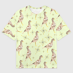 Футболка оверсайз мужская Авдотка птица и снежинка, цвет: 3D-принт