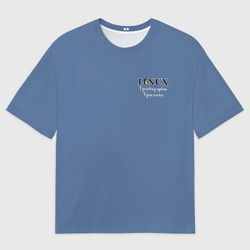 Мужская футболка оверсайз Линукс пингвин на сером фоне / 3D-принт – фото 1