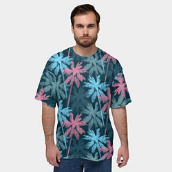 Футболка оверсайз мужская Паттерн - пальмы, цвет: 3D-принт — фото 2