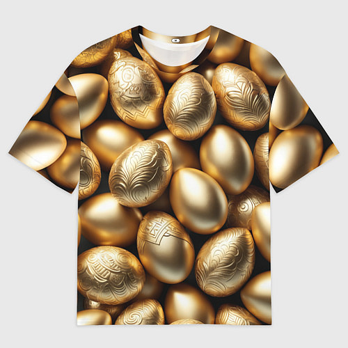 Мужская футболка оверсайз Золотые Пасхальные яйца / 3D-принт – фото 1