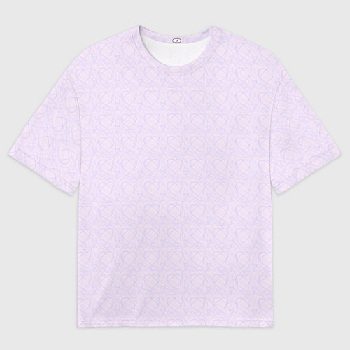 Мужская футболка оверсайз Бледный паттерн контуров сердец / 3D-принт – фото 1