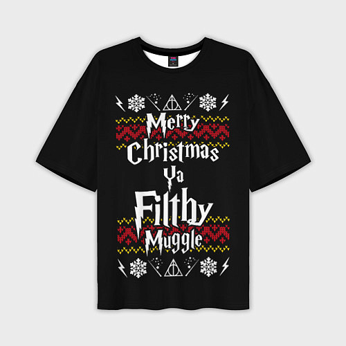 Мужская футболка оверсайз Merry Christmas ya filthy muggle / 3D-принт – фото 1