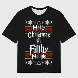 Мужская футболка оверсайз Merry Christmas ya filthy muggle