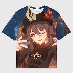Футболка оверсайз мужская Genshin Impact Hu Tao smile, цвет: 3D-принт
