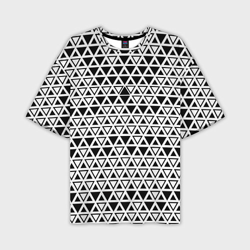 Мужская футболка оверсайз Треугольники чёрные и белые / 3D-принт – фото 1