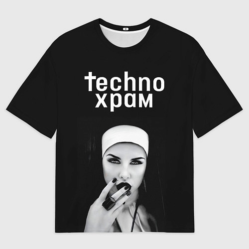Мужская футболка оверсайз Techno храм монашка с перстнем / 3D-принт – фото 1
