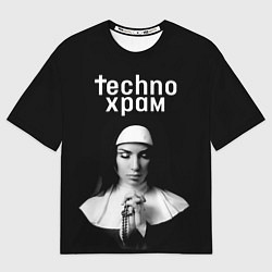 Мужская футболка оверсайз Techno храм монашка в молитве