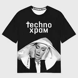 Мужская футболка оверсайз Techno храм эмоциональная монашка